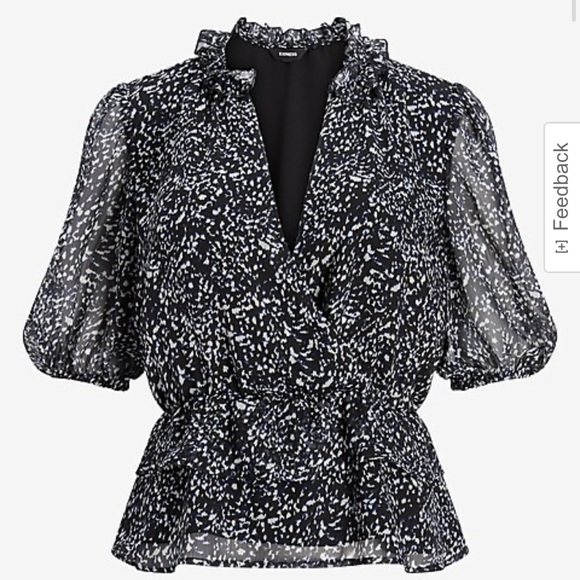 New with tags Express Printed Wrap Front Peplum Top - Picture 5 of 10